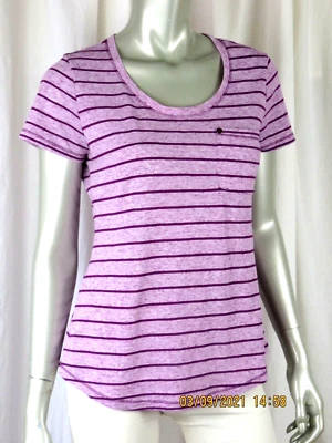 ВЫЦВЕТШАЯ СЛАВА SZ M новый без ЯРЛЫКОВ полиэстер/вискоза/лен фиолетовый полоски рубашка тонкий блузка или топ - Изображение 1 из 4