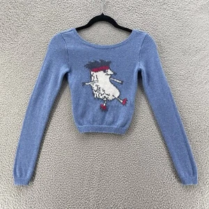 Abercrombie Fitch Kids Cropped Sweater Girls Large Blue Hedgehog Rollers Soft - Picture 1 of 8