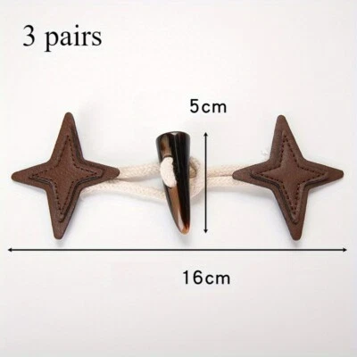 3 Sets PU Leather Sew-on Toggles Closures sew-on Resin Horn Buttons Sewing - Image 1 of 4