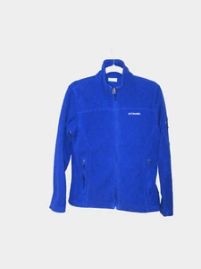Columbia Girls Fleece Jacket Zip Up SZ S BElectric Blue Zippockets Sleeve Pocket - Picture 1 of 6
