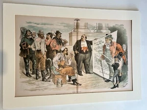 Antiker Richter Lithographie Druck "Zu dünn!" von Gillam, 20" x 13 1/4" (Bild)  - Bild 1 von 4