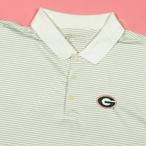 Nike Georgia Bulldogs Polo Shirt Mens 2XL White Gray Golf Victory Mini Stripe - Picture 1 of 8