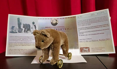 Steiff Bär auf Rädern, 0085/12, 12 cm hoch braun limitiert/ 12000,Vitrinenmodell - Bild 1 von 4