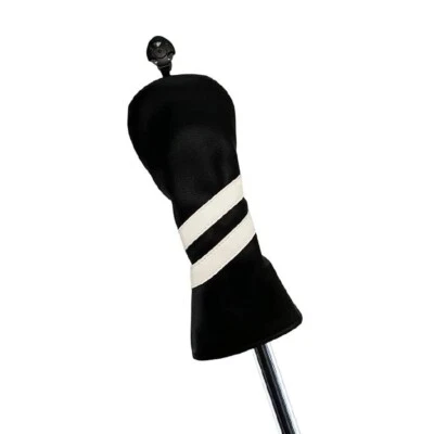 Black White Stripes PU Leather Golf Hybrid Club Headcover UT Rescue Head Cover - Image 1 of 4