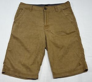 Prana Furrow Shorts Mens Size 32X11 Brown Stretch Hemp Blend Outdoor Casual