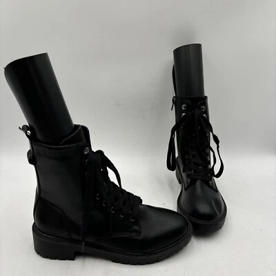 Botas al tobillo Madden Girl PARKER negras de imitación de cuero con cordones/crebilla lateral para mujer 7 M Foto 1 de 4