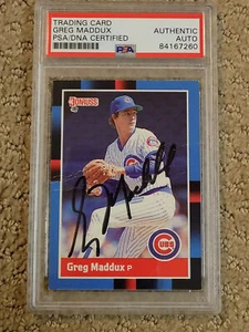 Greg Maddux 1988 Donruss Signed Baseball Card PSA DNA Slabbed Cubs HOF - Picture 1 of 4