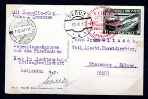LIECHTENSTEIN 1931 ZEPPELIN VUELO VADUZ-LAUSANNE SELLO EN ROJO ATADO SCOTT #C17 - Imagen 1 de 2