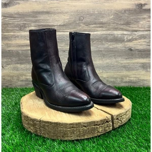 Unbekannt Herren - Größe 7D - Burgunderrot Reißverschluss Stiefeletten 62008 - Bild 1 von 9