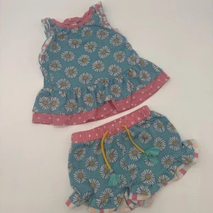MATILDA JANE PJs Blue Pink Daisy Matching Set 2T - Picture 1 of 4
