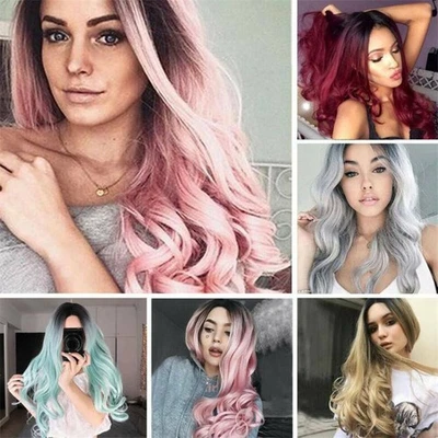 Mujeres Moda Natural Largo Rizado Pelo Completo Pelucas Ondulado Ombre Peluca Juegos con disfraces Fiesta Foto 1 de 4