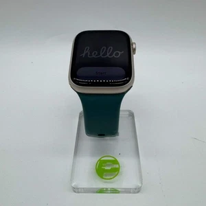 GPS uniquement Apple Watch Series 8 45 mm Starlight aluminium vert boucle alpine A2774 - Photo 1 sur 3