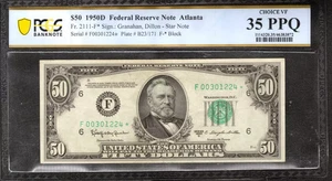 1950 D $50 FEDERAL RESERVE STAR NOTE ATLANTA FR.2111-F* PCGS CH VF 35 PPQ (224*) - Picture 1 of 2