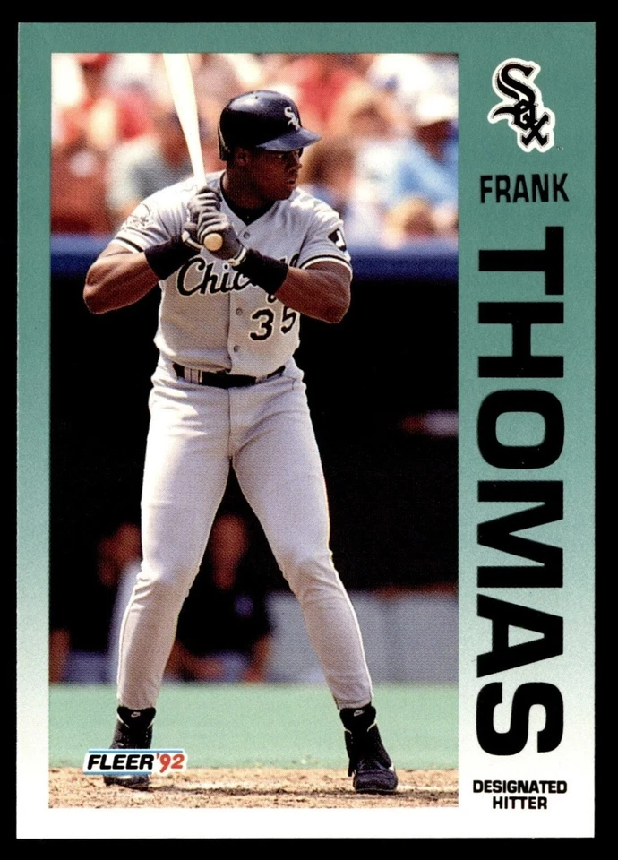 Tarjeta de béisbol Fleer 1992 #100 Frank Thomas Salón de la fama Medias Blancas de Chicago Foto 1 de 1