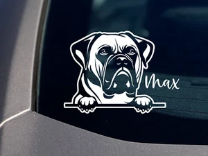 Bull Mastiff Peeking Dog Car Decal Vinyl Sticker Choose to Personalize with name - Bild 1 von 11