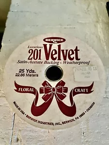 New~Vintage ~”Berwick”~Floral Craft~Red Ribbon~Velvet Satin~25 Yards~2-3/4”W - Picture 1 of 3