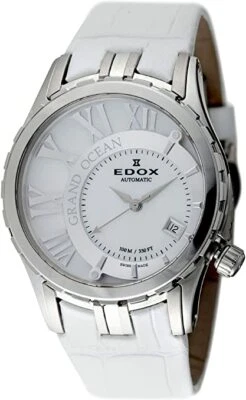 Reloj Edox 37008 3 NAIN Grand Ocean Suizo Automático Fecha Cuero Blanco Foto 1 de 4