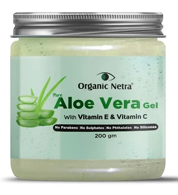 Organic Netra Aloe Vera Gel Raw - 100% Pure Natural Gel - Ideal for Skin - 200Gm - Image 1 of 4