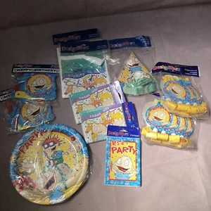 Designware 1998 Rugrats Vintage Party Decor Banner Hats Cards Bags Plates NEW - Picture 1 of 12