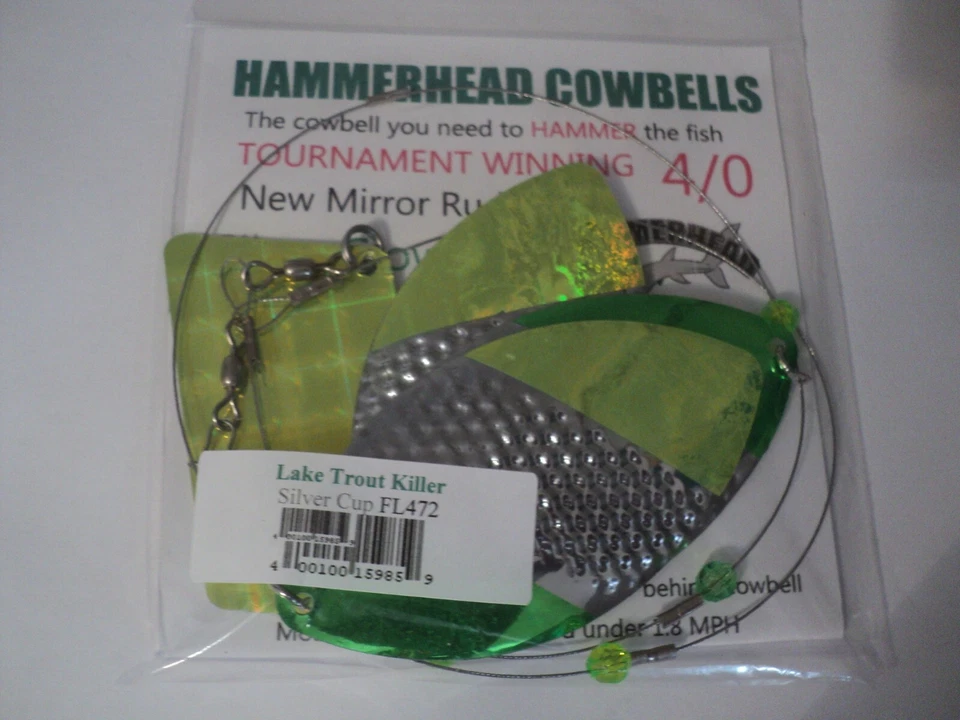 1 - HAMMERHEAD COWBELLS SIZE 4/0 (LAKE TROUT KILLER SILVER CUP) NIP