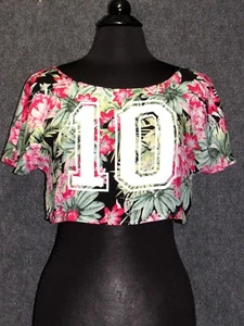 MILLAU Colorful Tropical Print Cropper Tunic Top Blouse SZ S NEW - Picture 1 of 5