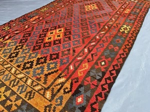 Afghan Ghalmori Kelim Teppich | Vintage Flachgewebe Handarbeit Wollteppich 4,9x7,8 ft - Bild 1 von 12