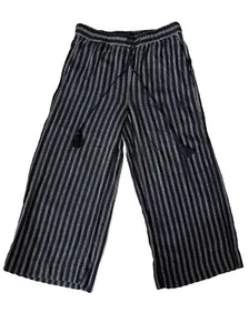 Banana Republic Palazzo Pants Womens Navy Small Striped Wide Leg Linen Pants - Picture 1 of 6