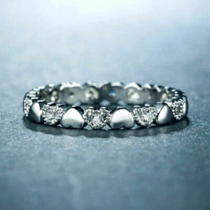 Ring Jewelry Heart Women Silver Size 6-10 Wedding Fashion White - Picture 1 of 11