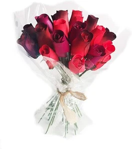 VALENTINE WOODEN ROSE BOUQUET MIXED COLOURS OR CHOOSE CELLO WRAPPED GIFT - Picture 1 of 16