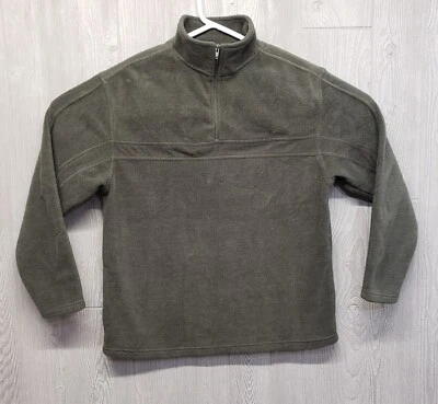 Bugle Boy Sweater Mens Medium Fleece Pullover 1/4 Zip Olive Green Mock Outdoor  - Image 1 of 4