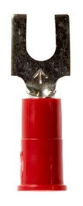 3M BFV18-8Q Vinyl-Insulated Butted Seam Fork Terminal, 22-18 AWG, 8 Stud, 100 ea - Picture 1 of 2