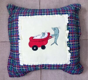 Dr. Seuss Ein Fisch zwei Fische Plaid Borte Dekokissen Handarbeit Kidcore skurril - Bild 1 von 2