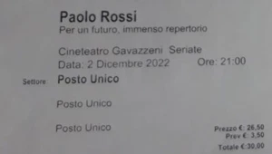 Biglietto spettacolo teatrale Paolo Rossi Seriate 2/12/22 - Foto 1 di 1