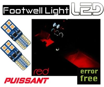 Für AUDI A4 B8 2 LED Glühbirnen Rote Beleuchtung Fußraumteppich Licht - Bild 1 von 2