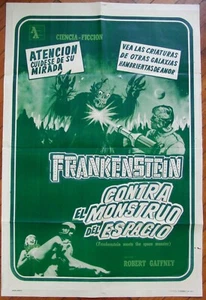 1965 FRANKENSTEIN MEETS THE SPACE MONSTER Sci-Fi 1SH MOVIE POSTER Top Rare ED. - Picture 1 of 4