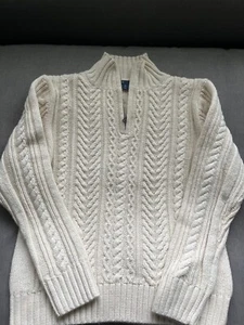 Gap Kids Boys Cream/Ivory Cable Knit Mock Neck Zip Sweater XL 12 - Picture 1 of 4