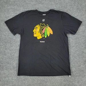 Chicago Blackhawks Shirt Herren Large Schwarz NHL Hockey Logo Grafik Kurzarm - Bild 1 von 12