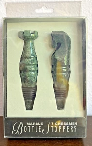 Prodyne Chess King & Queen Pieces Bottle Stopper Set Green Marble 4" - Picture 1 of 3