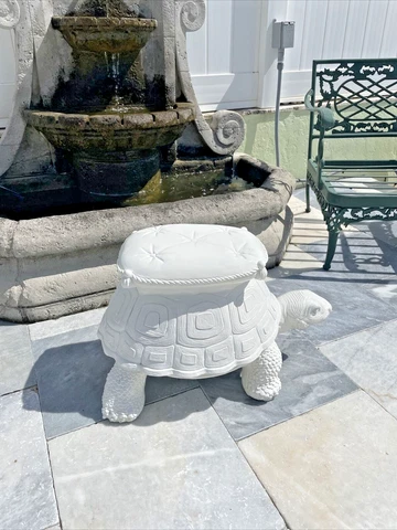 Polychrome Terracotta Style TURTLE Garden Seat Side Table Indoor/Outdoor  1970 Cover