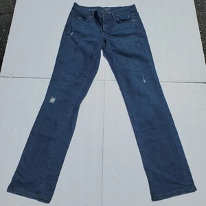 Pantalones de mezclilla Ann Taylor LOFT para mujer modernos azul recto aspecto destruido talla 26 - Imagen 1 de 5