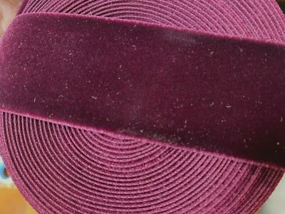 Vintage Rayon Satin Back Velvet Ribbon 1.5" Burgundy Woven Edge 1yd France - Image 1 of 4