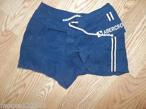 Abercrombie short drawstring shorts blue with stripe size 14 girls cotton nylon - Picture 1 of 2
