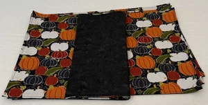 Halloween Pumpkin Reversible Placemats Orange Black White Red Silver Set of 4 - Picture 1 of 9