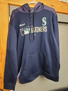 Vintage Majestic Seattle Mariners Team Hoodie Sweatshirt Size Large - Picture 1 of 6