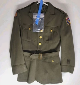 WW2 US Army Air Corps Officer's Uniform Jacket With Belt Green 36-R - Picture 1 of 19