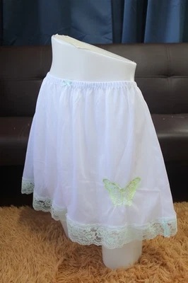 #E28 De Colección Estilo 2XL/ElásticoW.24-42" Blanco Nylon Verde Encaje Medio Deslizamiento Longitud15" Foto 1 de 4