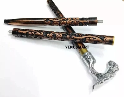Unique Dragon Handle Walking Stick Carved Wooden Cane For Men Women Gift Item - Image 1 of 4