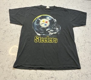 Vintage 90s Pittsburgh Steelers Helmet T-Shirt Black NFL Single Stitch XL - Bild 1 von 4