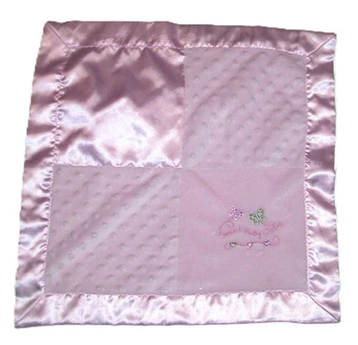 Manta de seguridad recién nacida dulce bebé niña rosa punto minky satinado 17x17 Foto 1 de 3
