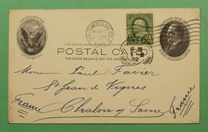 DR WHO 1902 SAN FRANCISCO CA TO FRANCE UPRATED POSTAL CARD w4771 - Picture 1 of 2